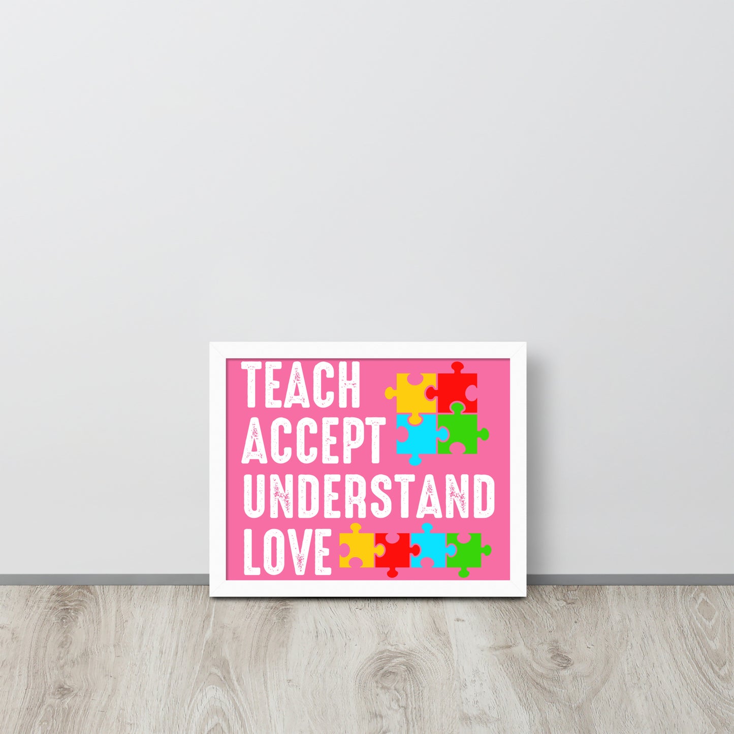 Autism Acceptance Together Wooden Framed Quality Print