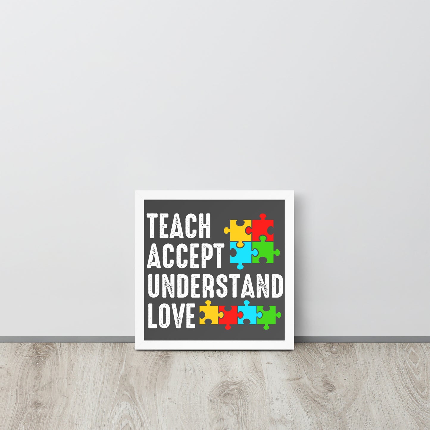 Autism Acceptance Together Wooden Framed Quality Print