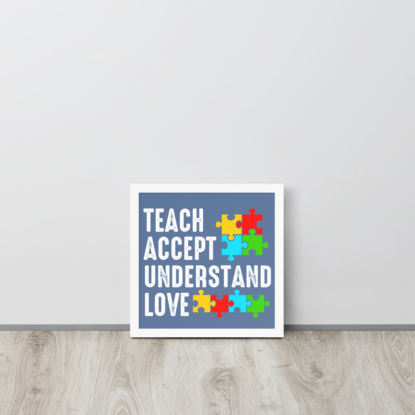 Autism Acceptance Together Wooden Framed Quality Print