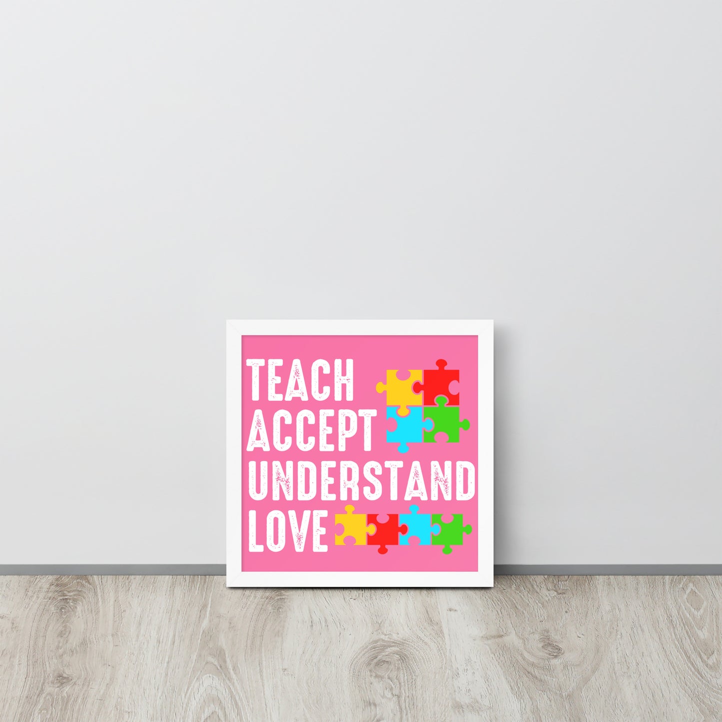 Autism Acceptance Together Wooden Framed Quality Print