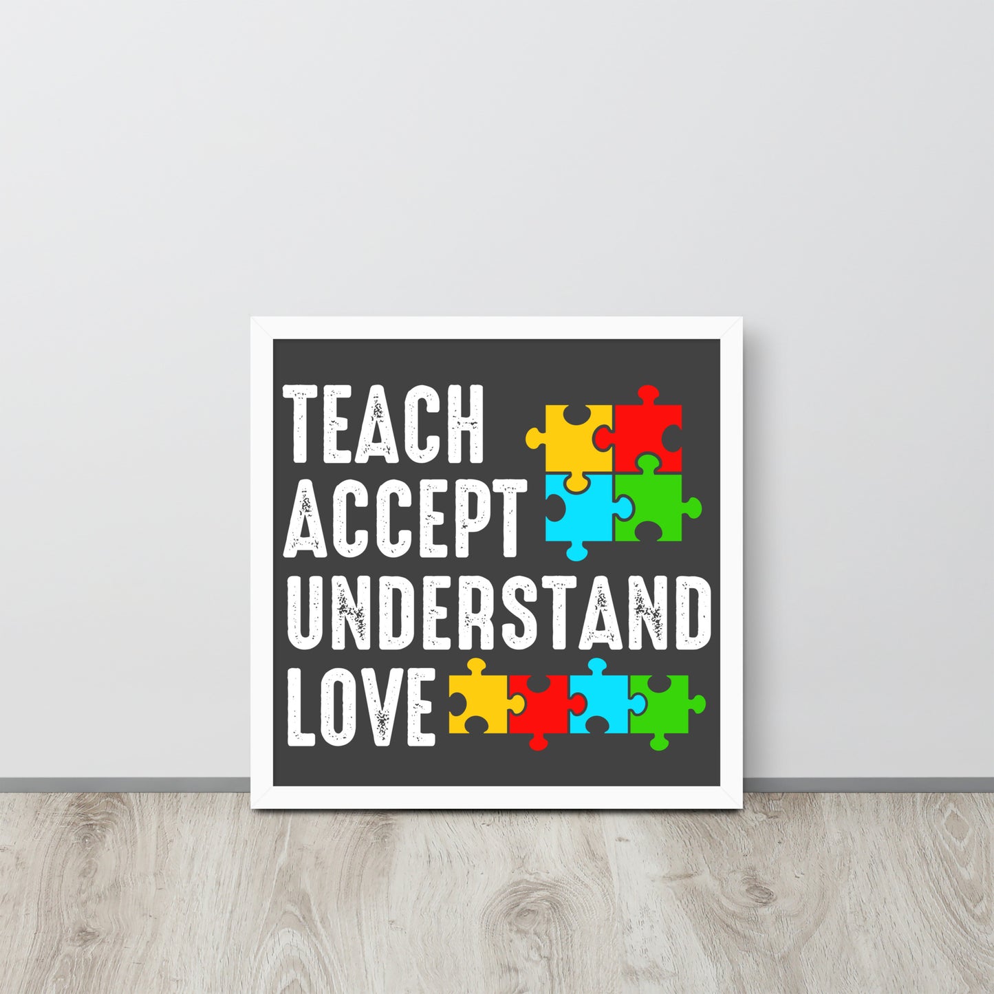 Autism Acceptance Together Wooden Framed Quality Print