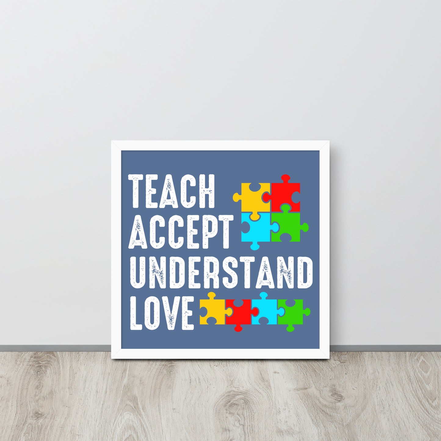 Autism Acceptance Together Wooden Framed Quality Print