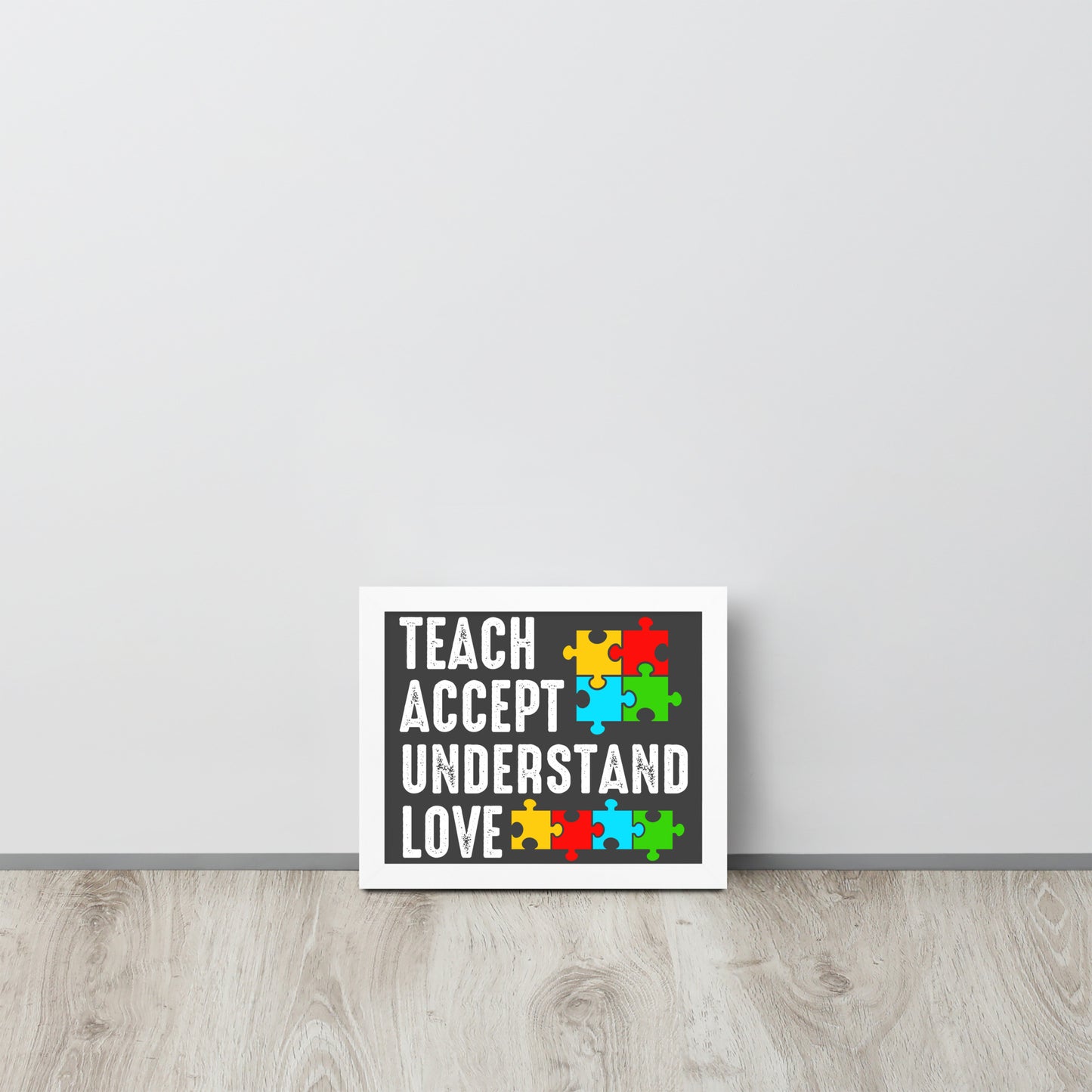 Autism Acceptance Together Wooden Framed Quality Print