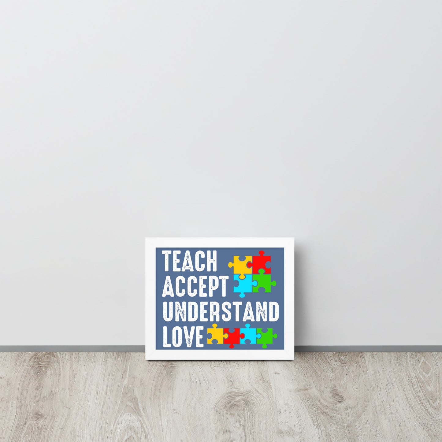 Autism Acceptance Together Wooden Framed Quality Print