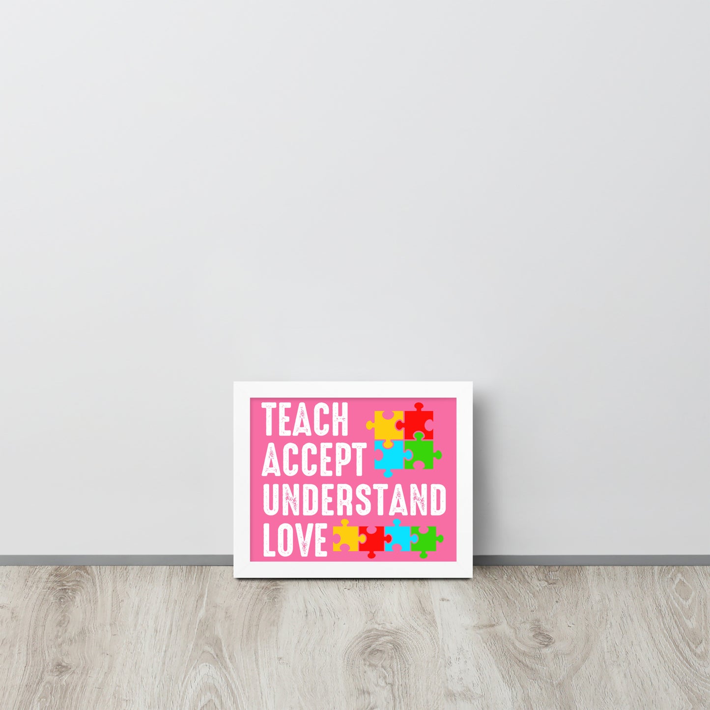Autism Acceptance Together Wooden Framed Quality Print