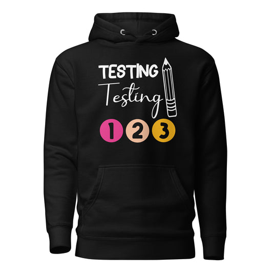 Testing, Testing 1 2 3 Teacher Cotton Heritage Unisex Hoodie