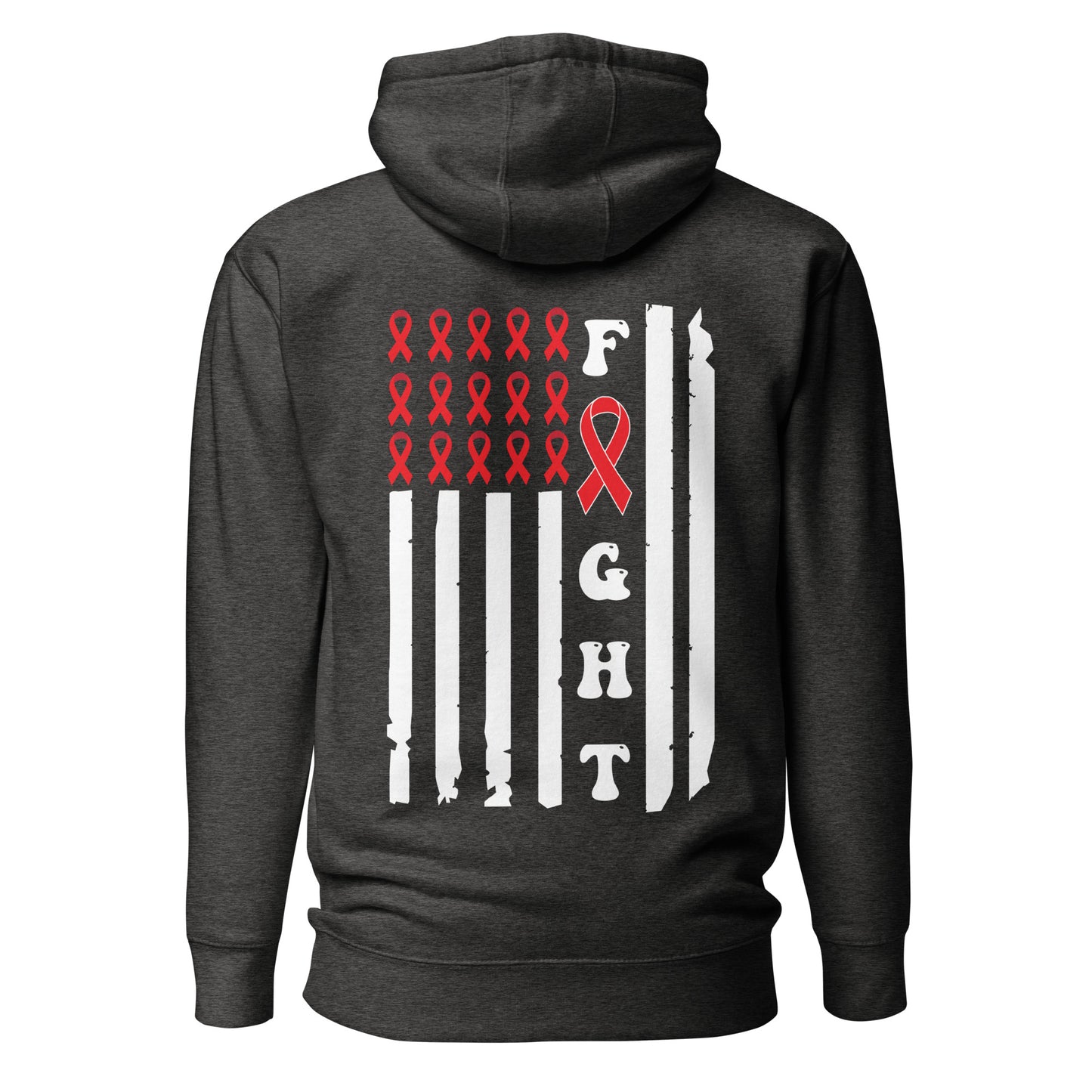 Fight Heart Disease Awareness Flag Quality Cotton Heritage Adult Hoodie