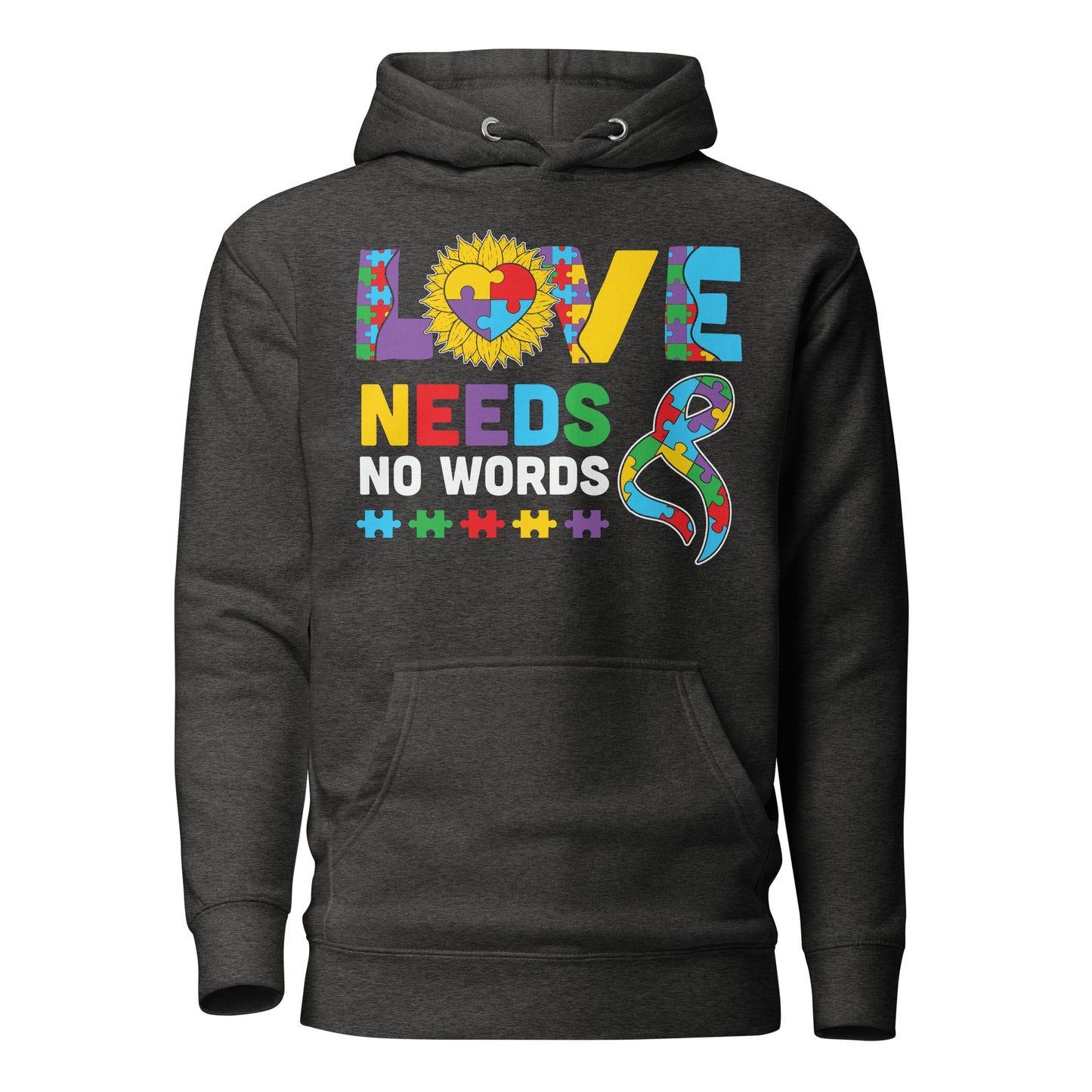 Love Need No Words Autism Acceptance Quality Cotton Heritage Adult Hoodie