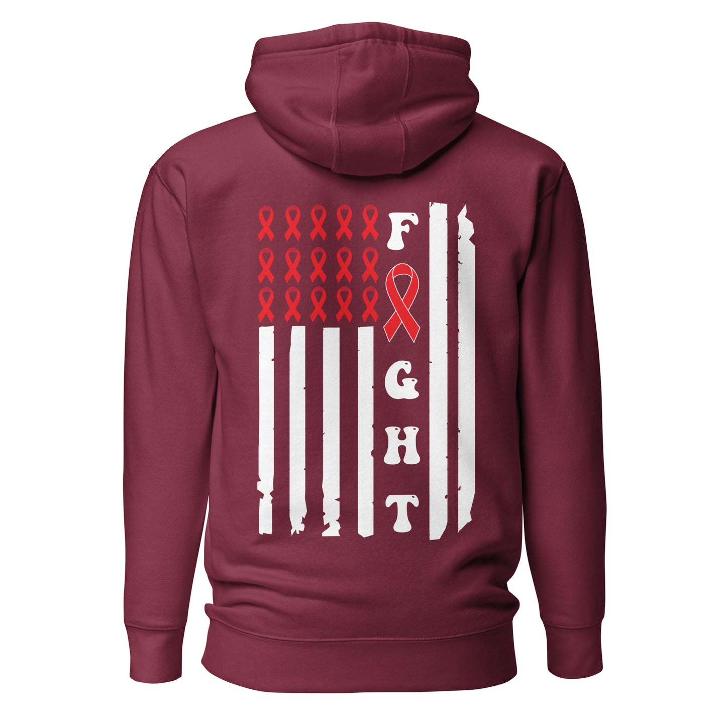 Fight Heart Disease Awareness Flag Quality Cotton Heritage Adult Hoodie
