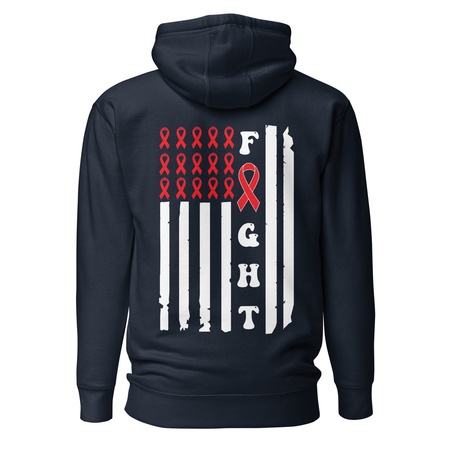Fight Heart Disease Awareness Flag Quality Cotton Heritage Adult Hoodie