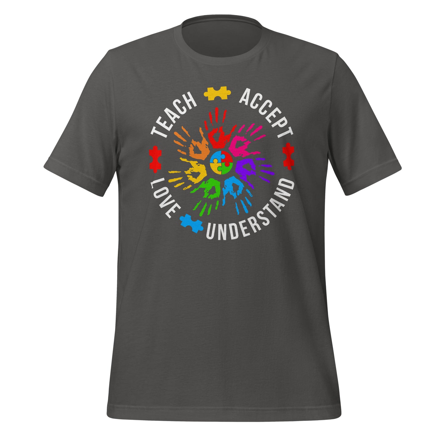 Teach Accept Understand Love Autism Bella Canvas Adult T-Shirt