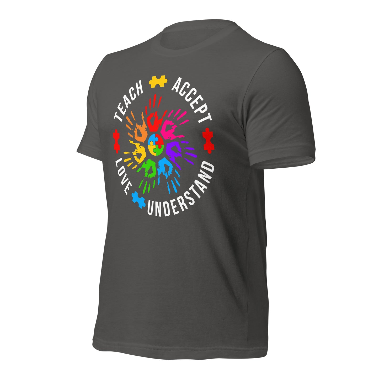 Teach Accept Understand Love Autism Bella Canvas Adult T-Shirt