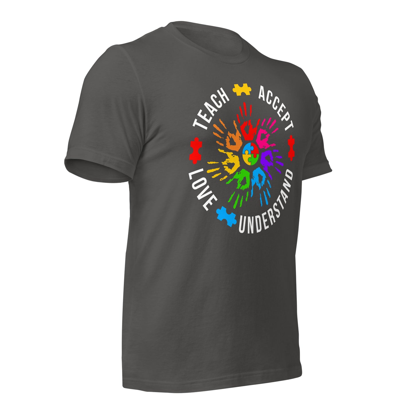 Teach Accept Understand Love Autism Bella Canvas Adult T-Shirt