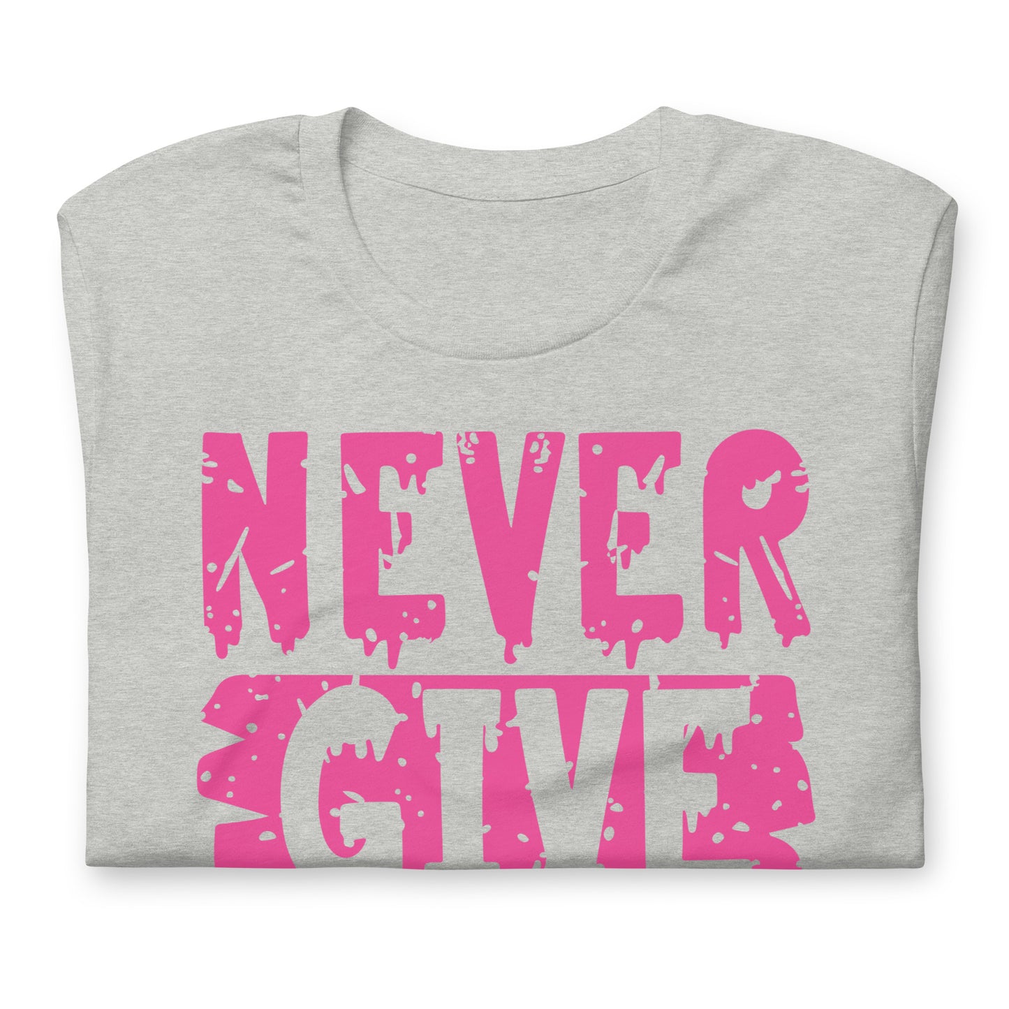 Never Give Up Breast Cancer Awareness Bella Canvas Adult T-Shirt