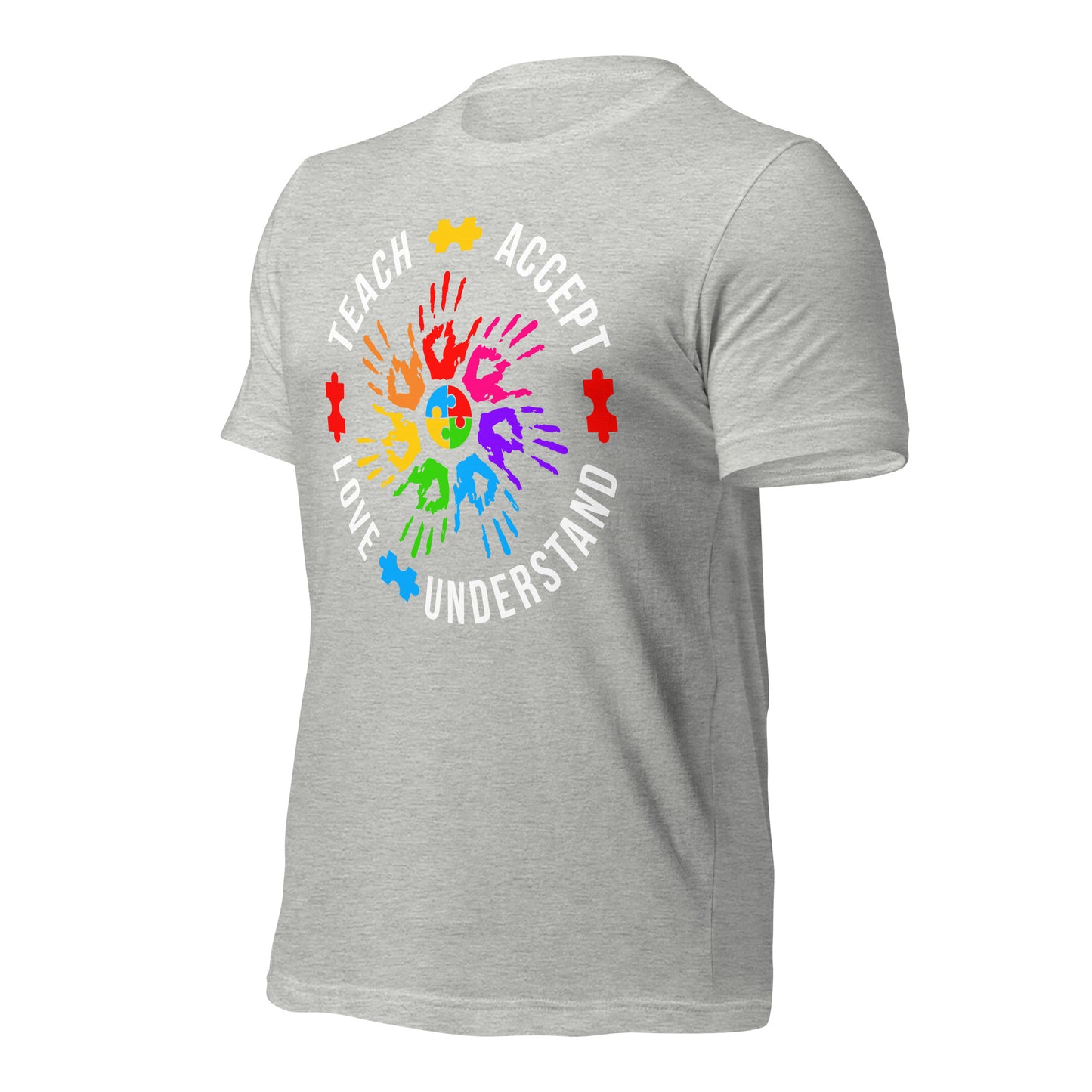 Teach Accept Understand Love Autism Bella Canvas Adult T-Shirt
