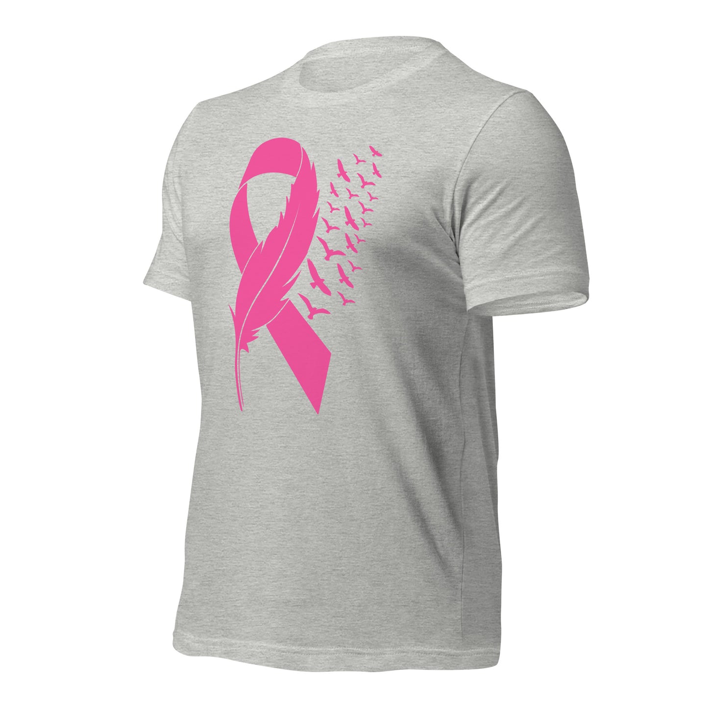 Breast Cancer Awareness Feather Ribbon Bella Canvas Adult T-Shirt