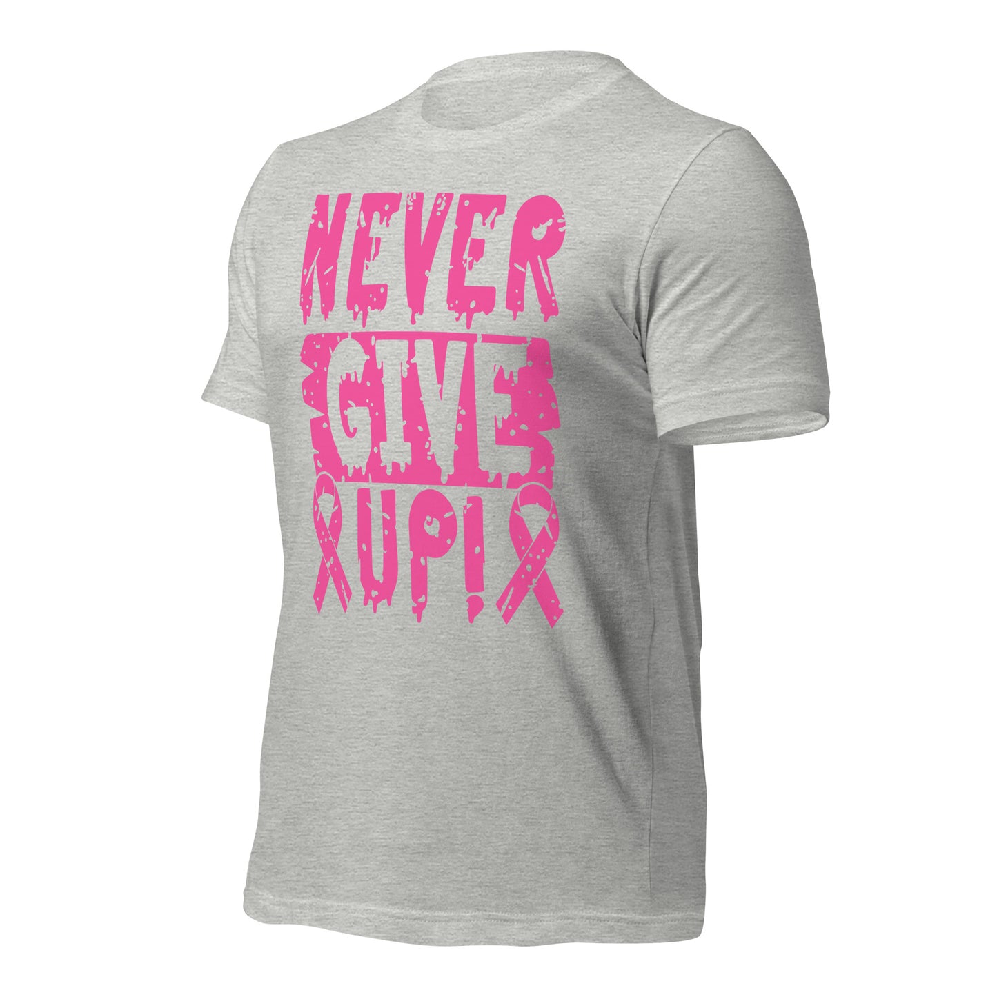 Never Give Up Breast Cancer Awareness Bella Canvas Adult T-Shirt