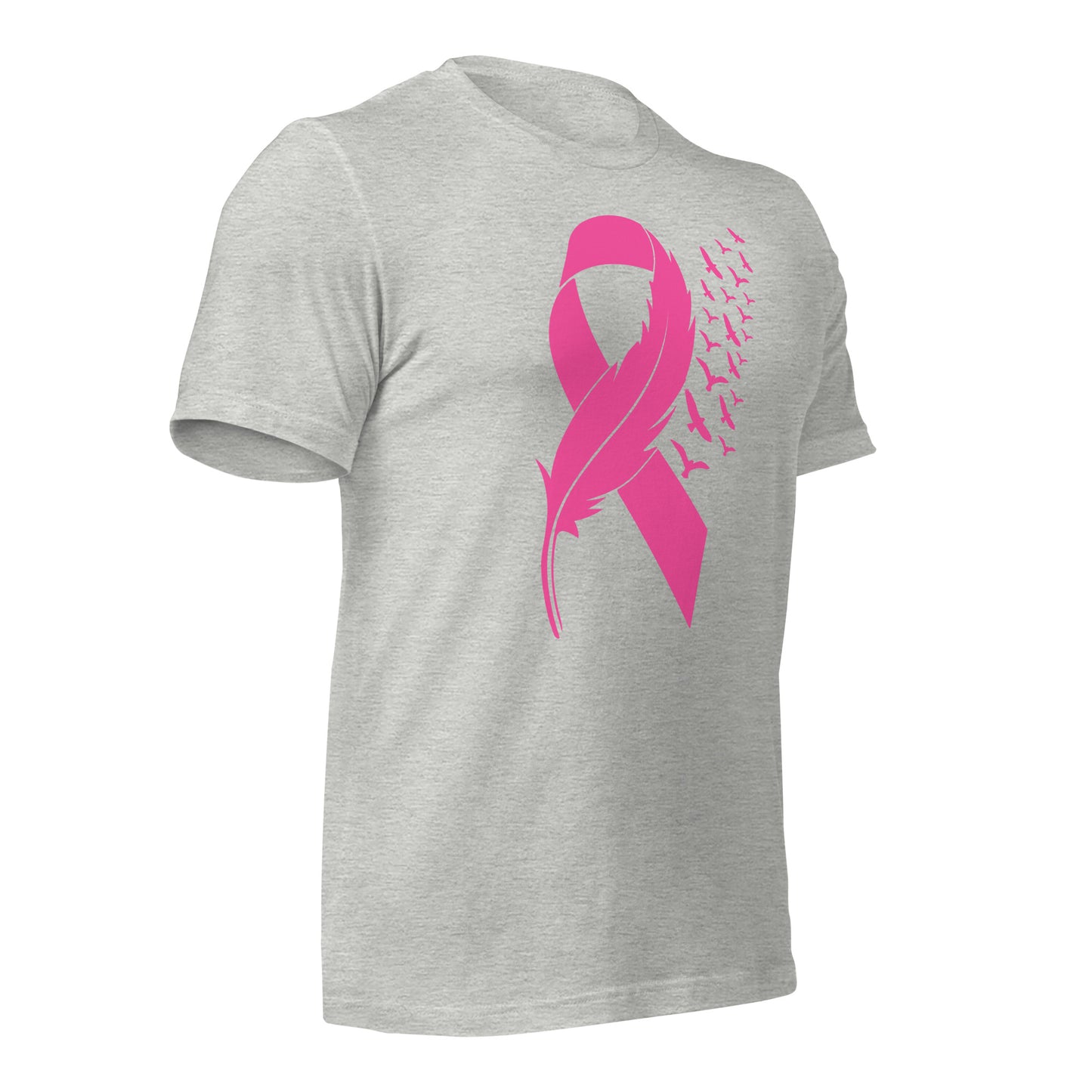 Breast Cancer Awareness Feather Ribbon Bella Canvas Adult T-Shirt