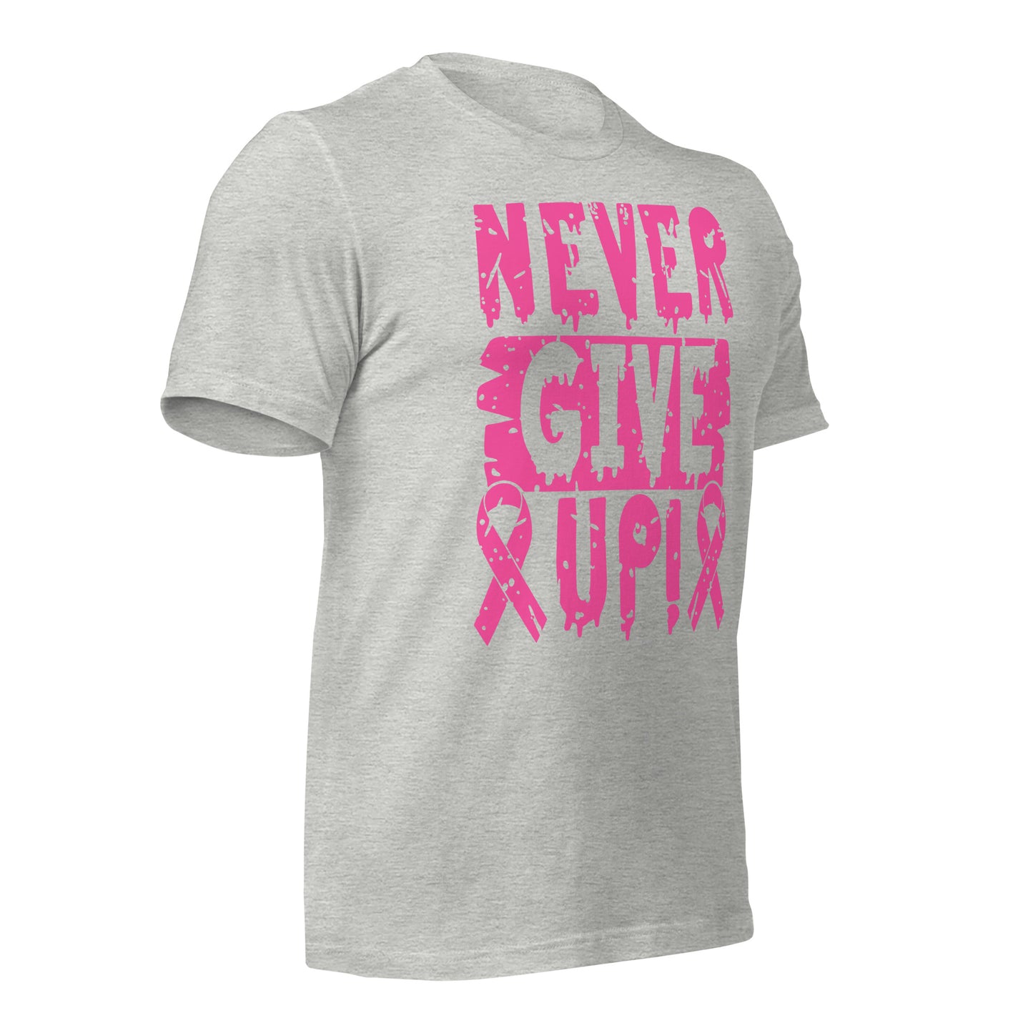 Never Give Up Breast Cancer Awareness Bella Canvas Adult T-Shirt