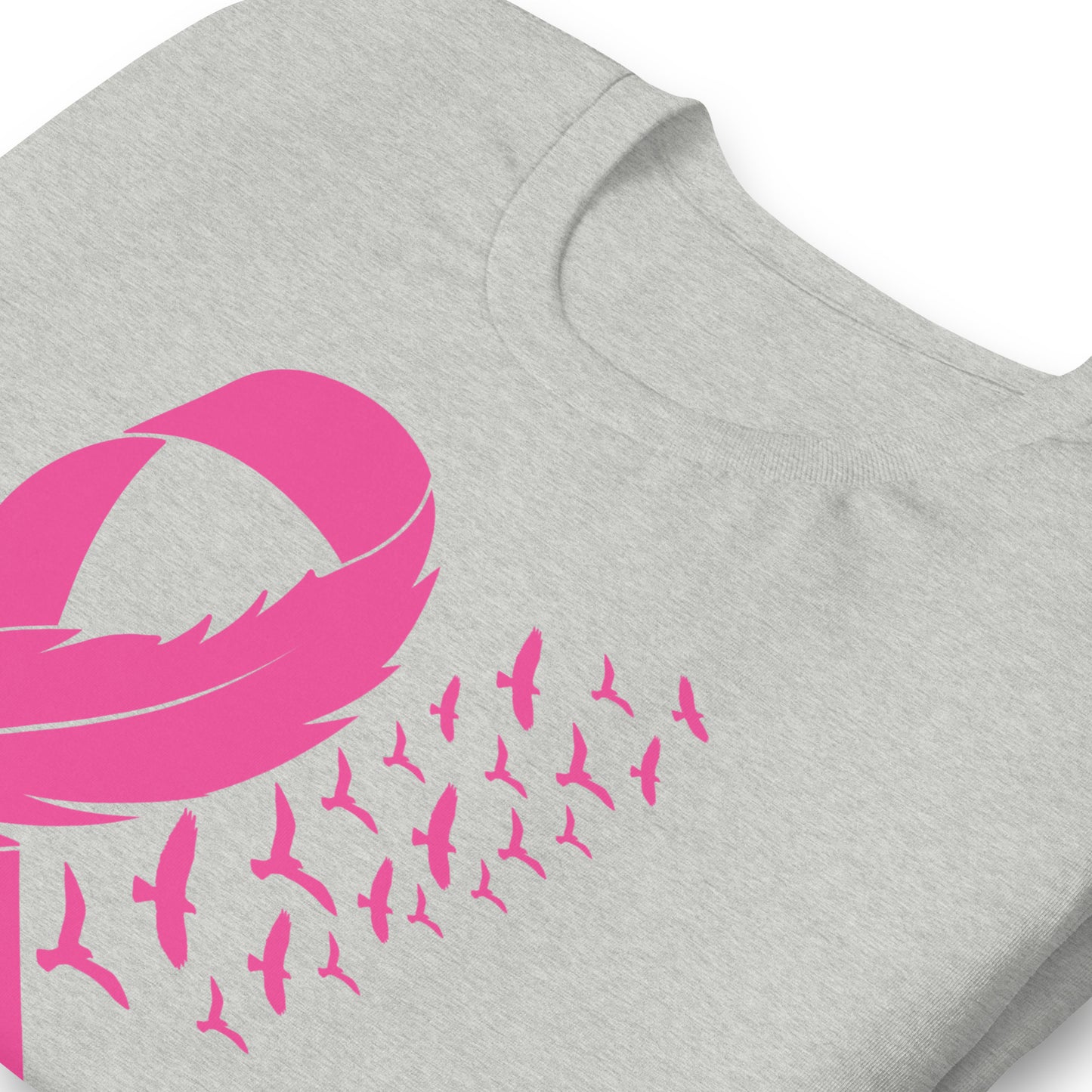 Breast Cancer Awareness Feather Ribbon Bella Canvas Adult T-Shirt