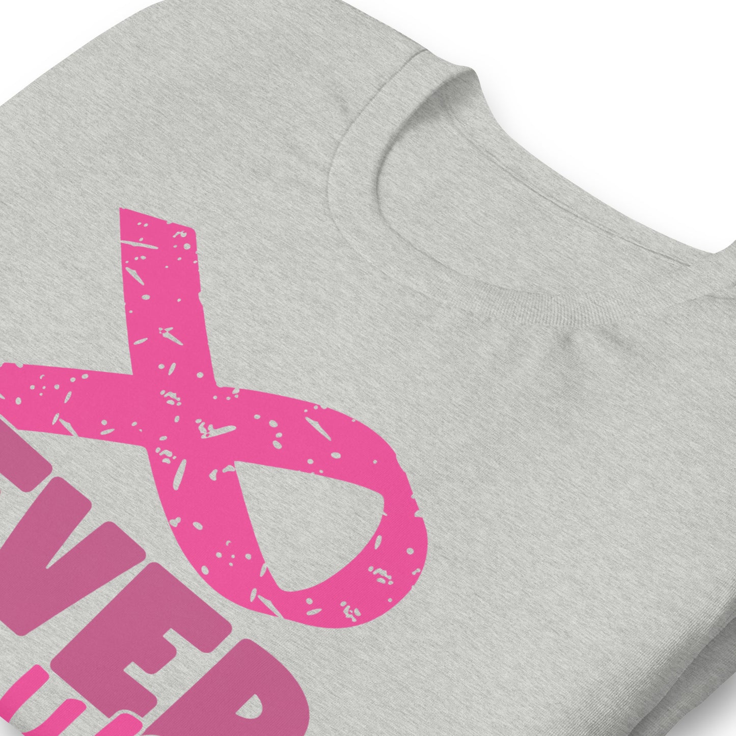 Never Give Up Breast Cancer Awareness Ribbon Bella Canvas Adult T-Shirt