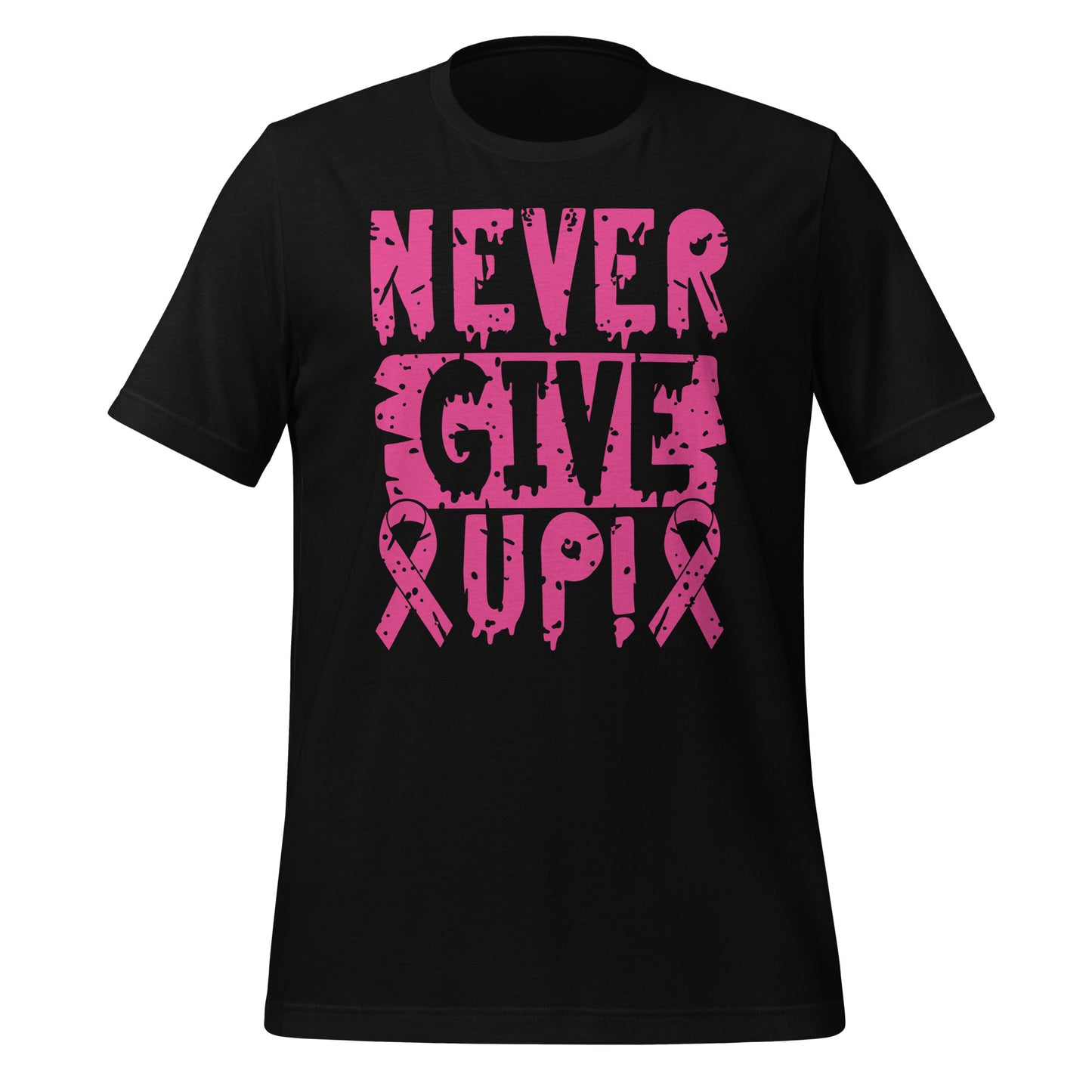 Never Give Up Breast Cancer Awareness Bella Canvas Adult T-Shirt