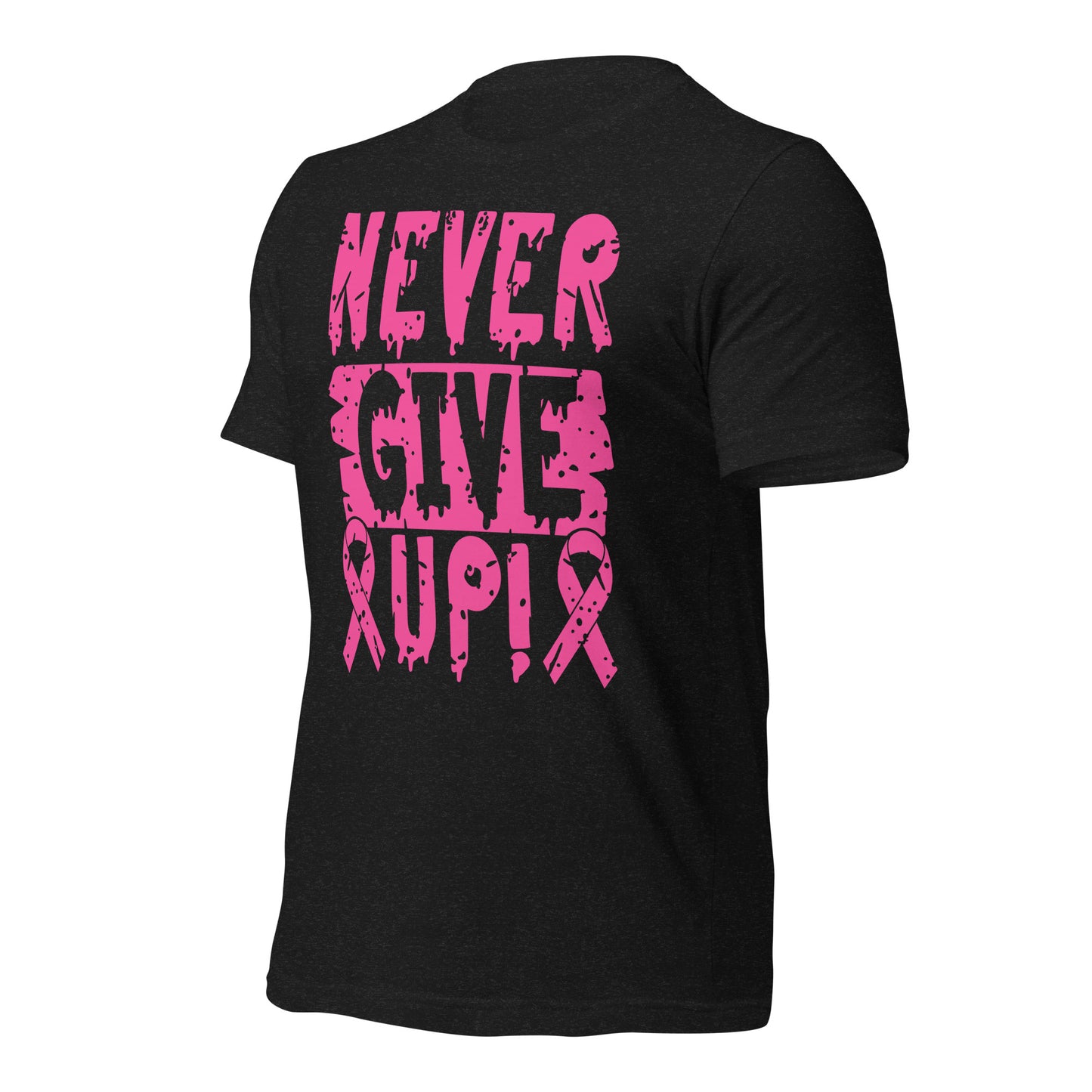 Never Give Up Breast Cancer Awareness Bella Canvas Adult T-Shirt