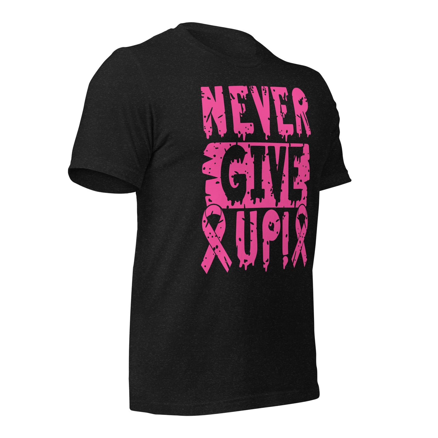 Never Give Up Breast Cancer Awareness Bella Canvas Adult T-Shirt