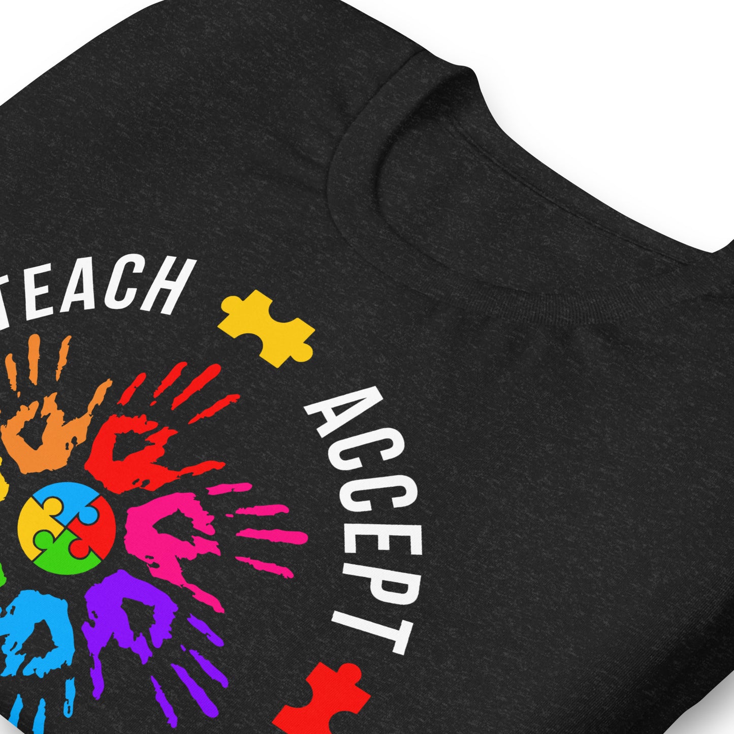 Teach Accept Understand Love Autism Bella Canvas Adult T-Shirt