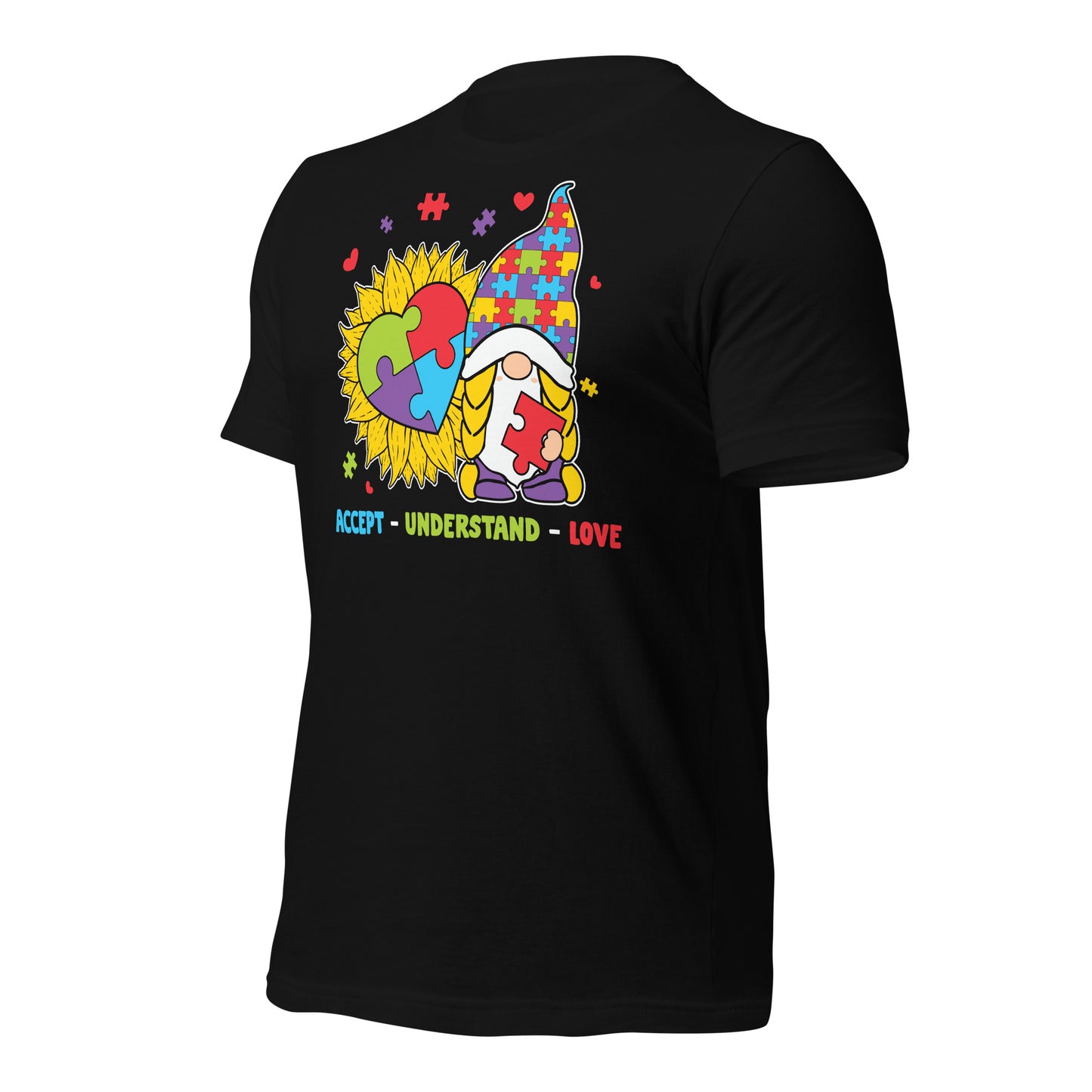 Autism Gnome Accept Understand Love Quality Cotton Bella Canvas Adult T-Shirt