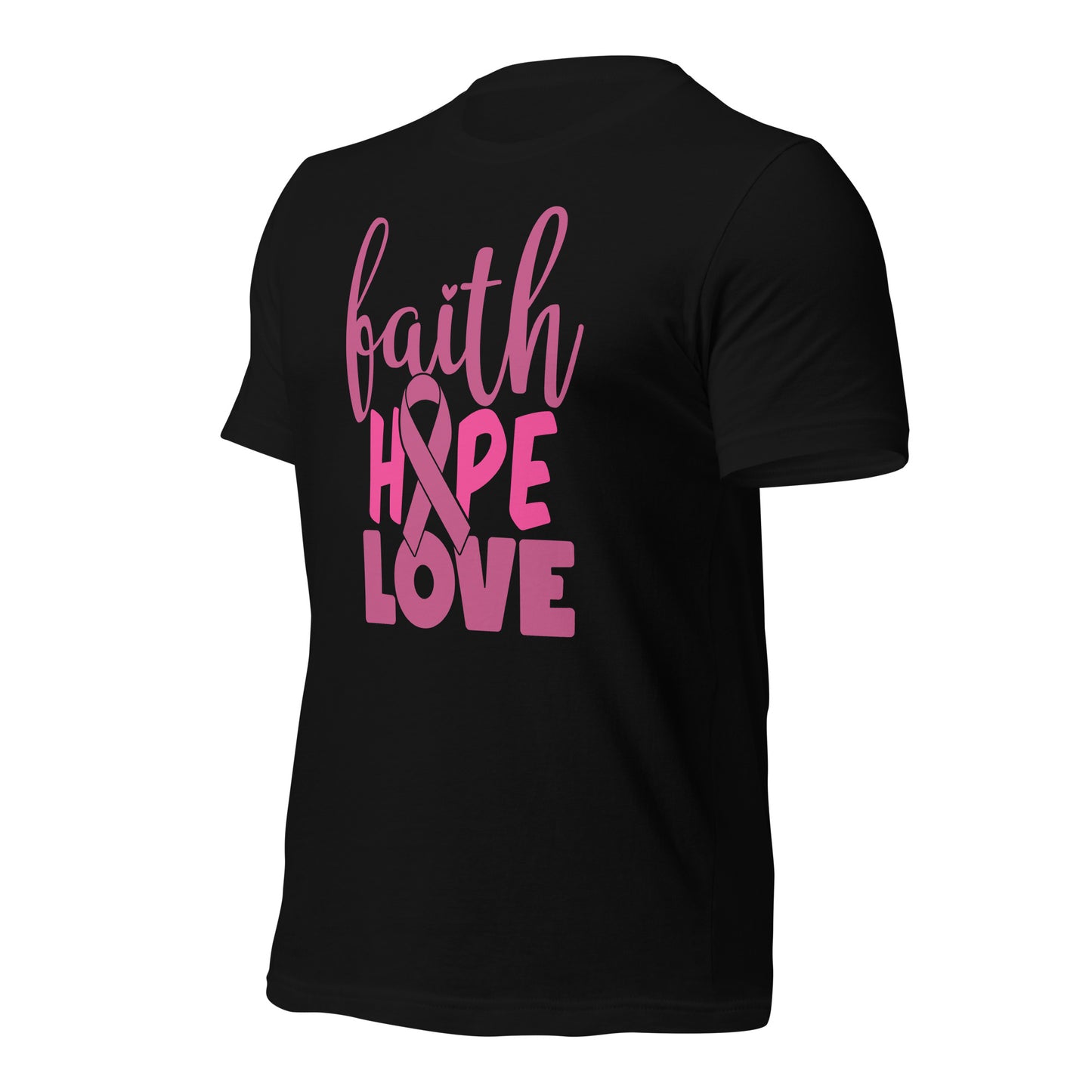 Faith Hope Love Breast Cancer Awareness Bella Canvas Adult T-Shirt