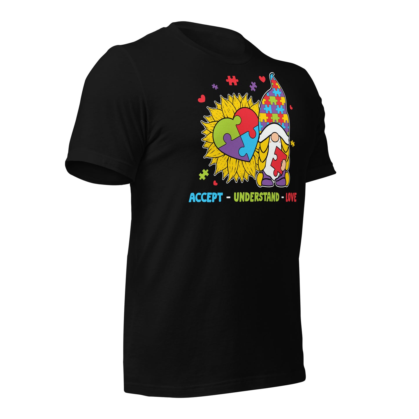 Autism Gnome Accept Understand Love Quality Cotton Bella Canvas Adult T-Shirt