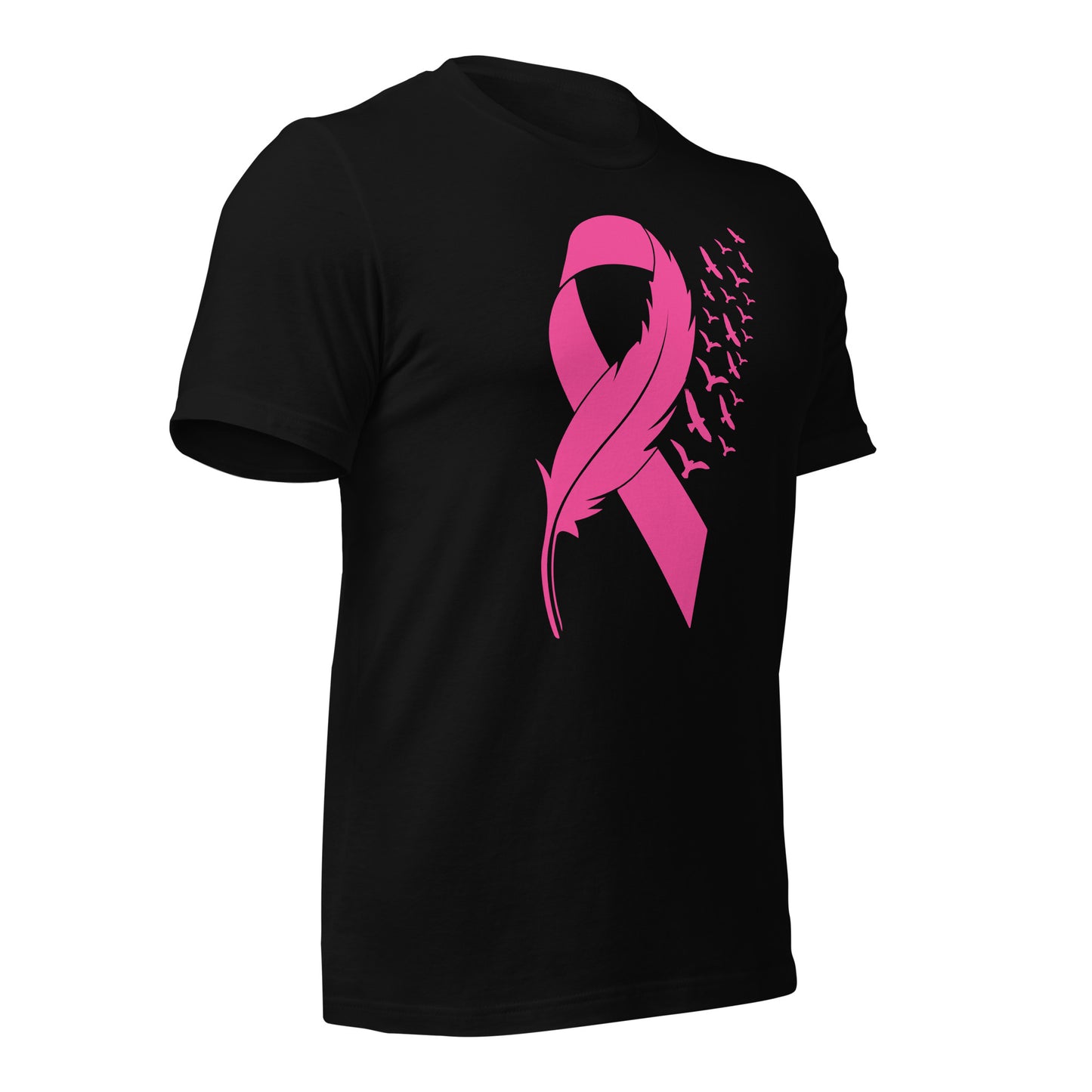 Breast Cancer Awareness Feather Ribbon Bella Canvas Adult T-Shirt