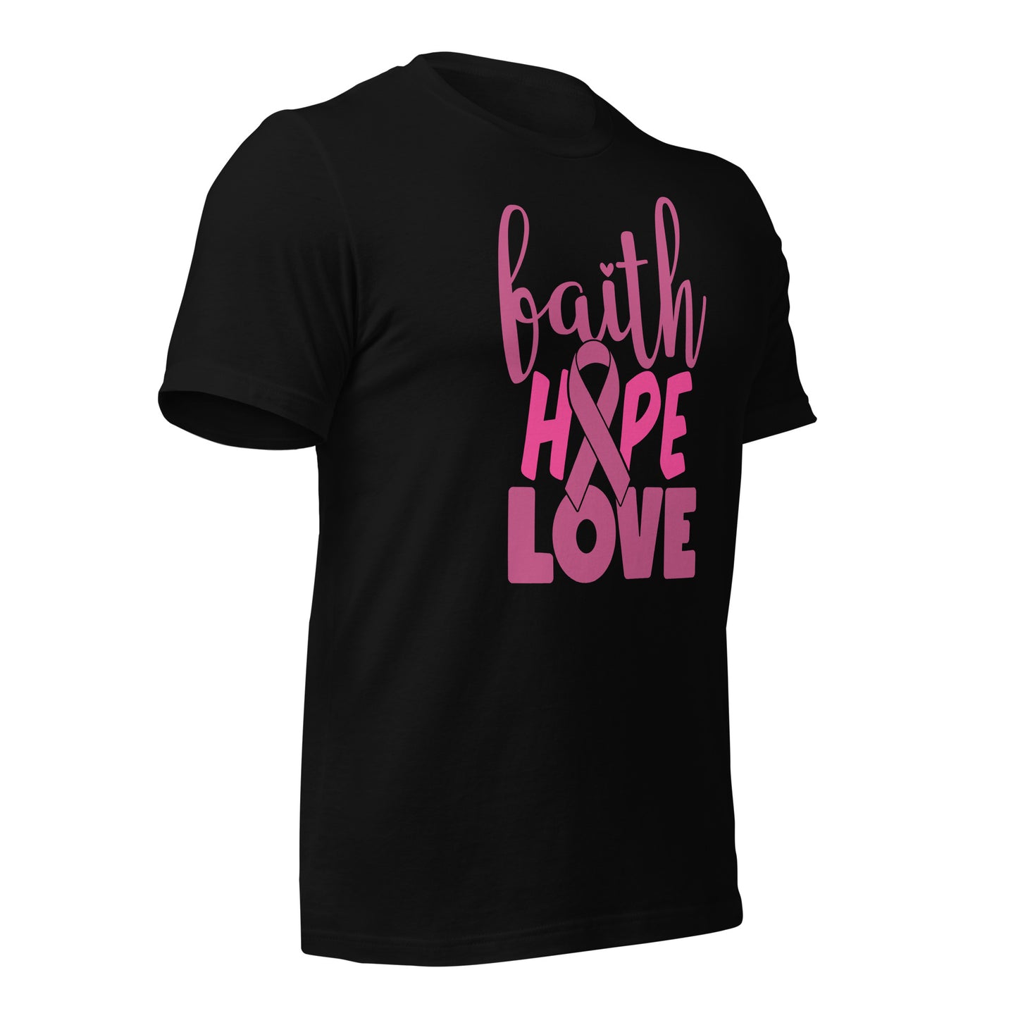 Faith Hope Love Breast Cancer Awareness Bella Canvas Adult T-Shirt