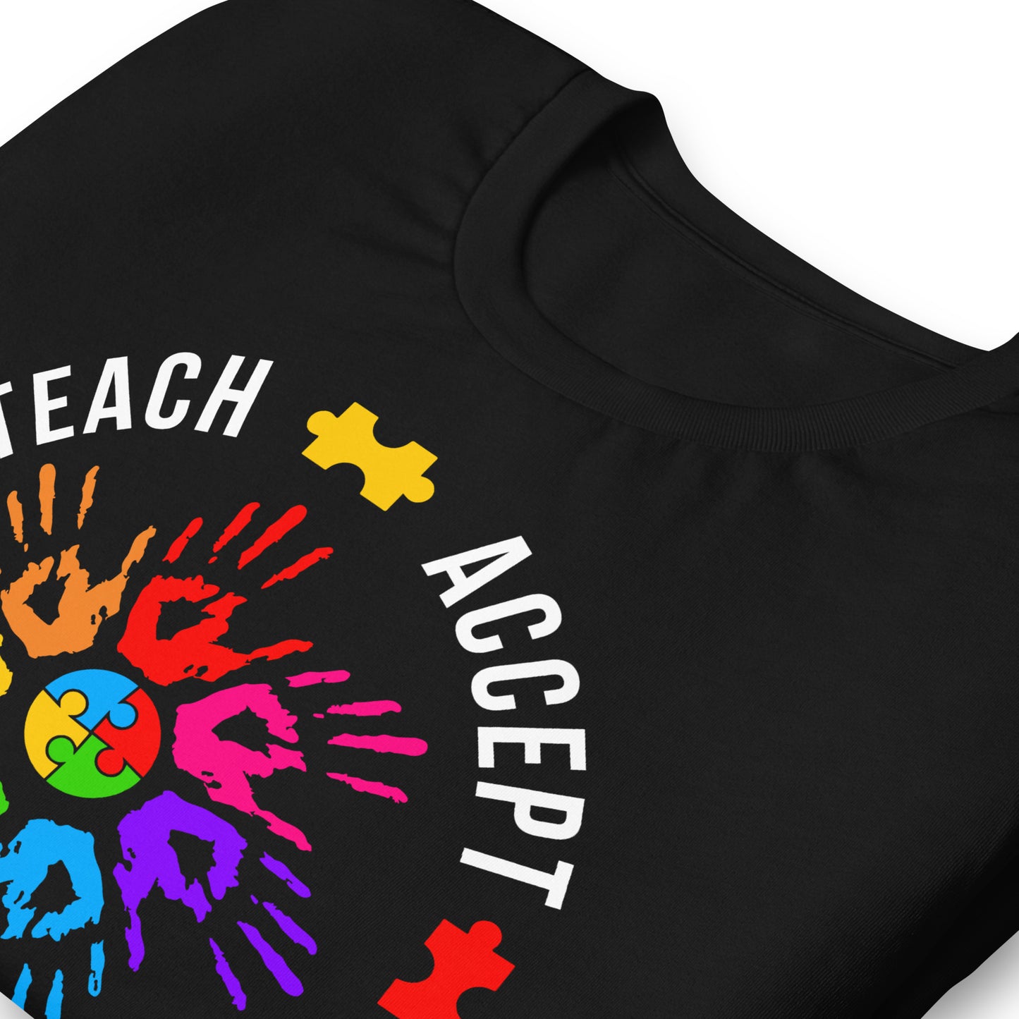 Teach Accept Understand Love Autism Bella Canvas Adult T-Shirt