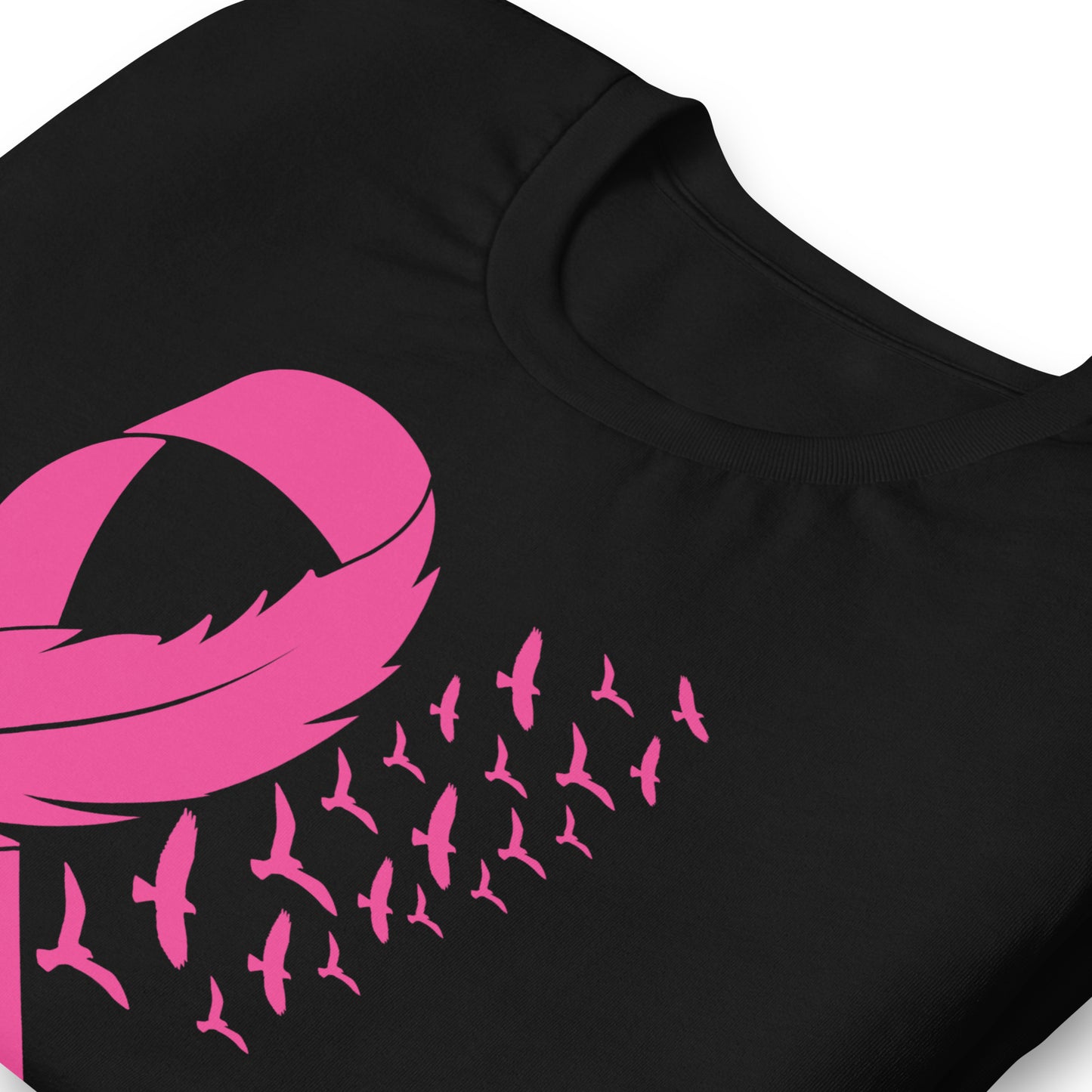 Breast Cancer Awareness Feather Ribbon Bella Canvas Adult T-Shirt