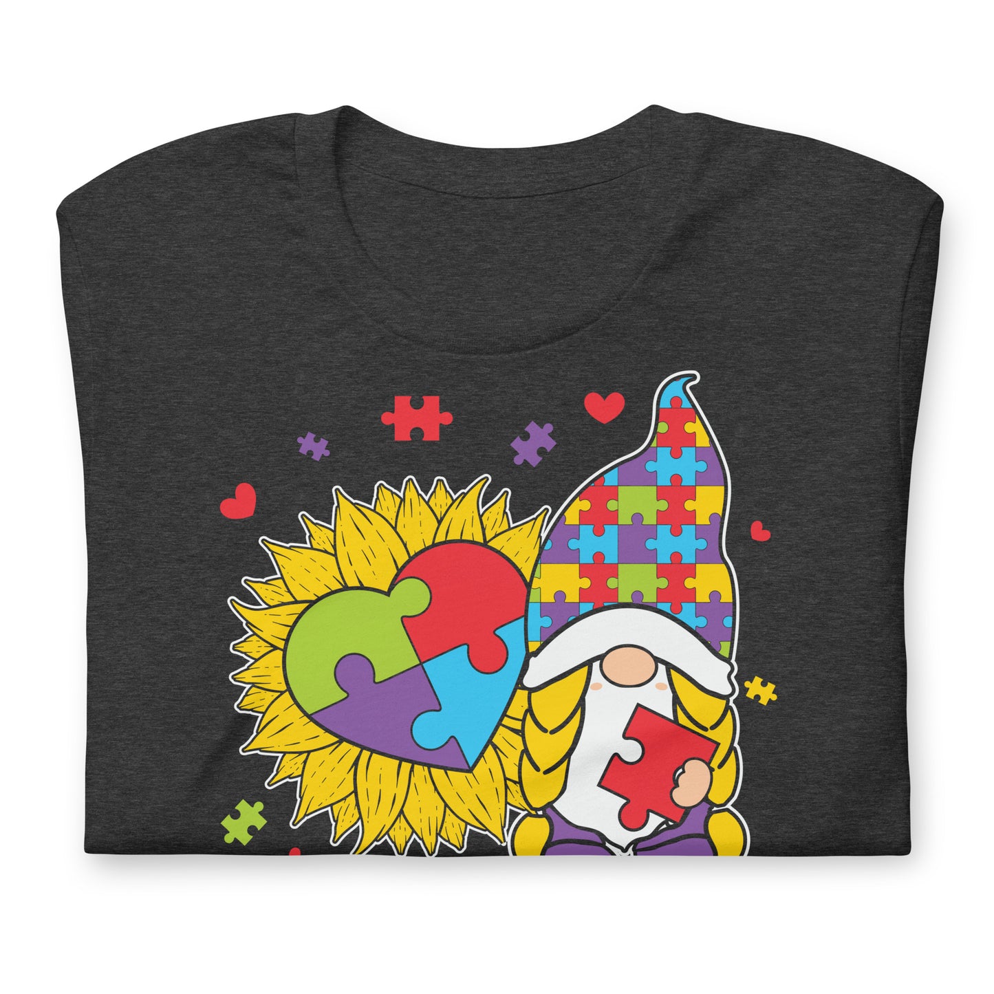 Autism Gnome Accept Understand Love Quality Cotton Bella Canvas Adult T-Shirt