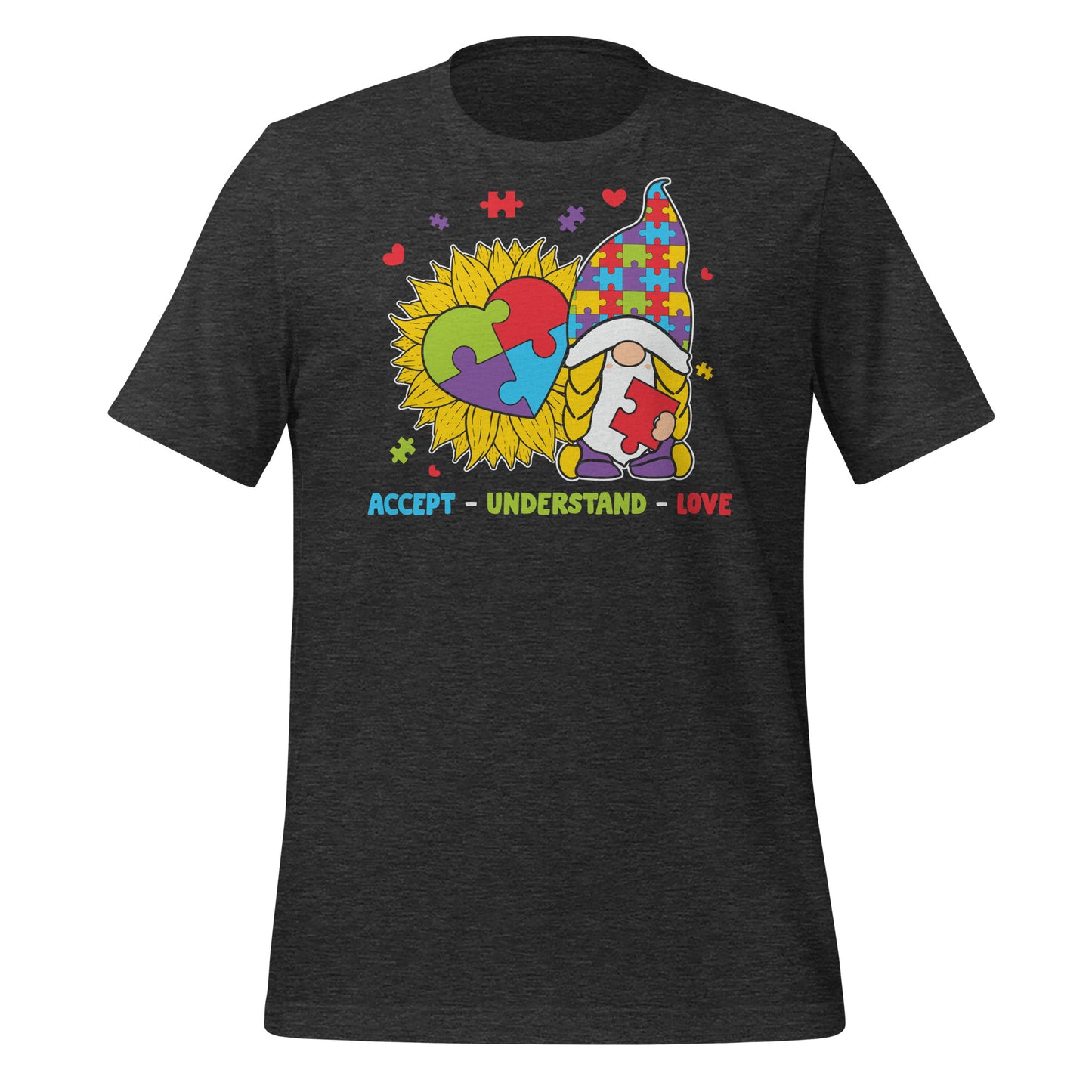 Autism Gnome Accept Understand Love Quality Cotton Bella Canvas Adult T-Shirt