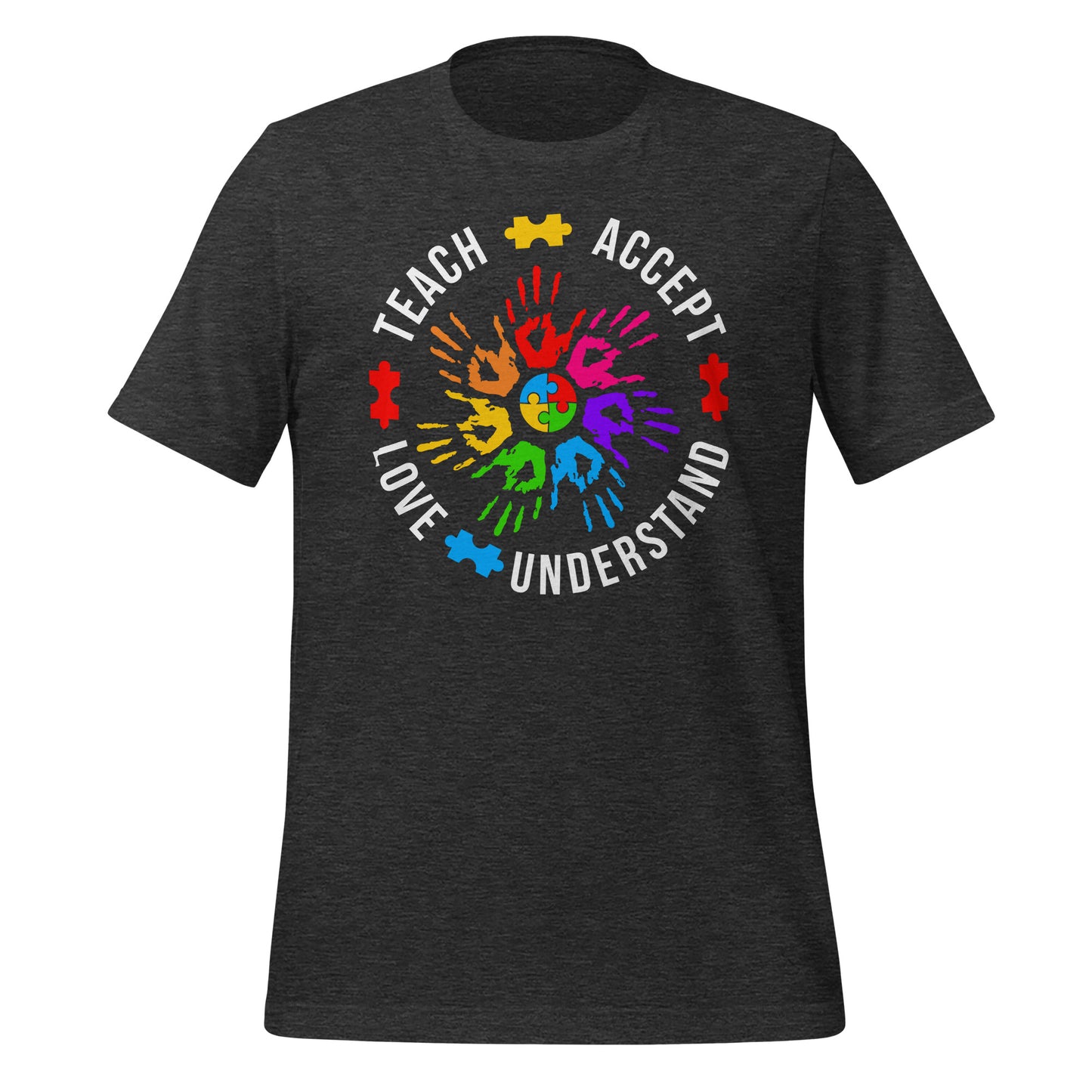 Teach Accept Understand Love Autism Bella Canvas Adult T-Shirt