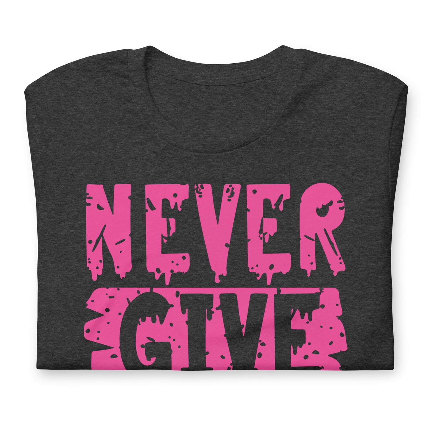 Never Give Up Breast Cancer Awareness Bella Canvas Adult T-Shirt