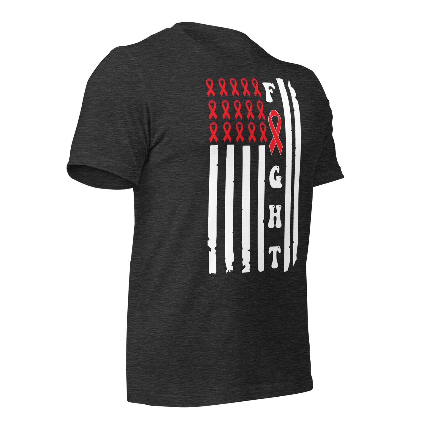 Fight Heart Disease Awareness Flag Quality Cotton Bella Canvas Adult T-Shirt