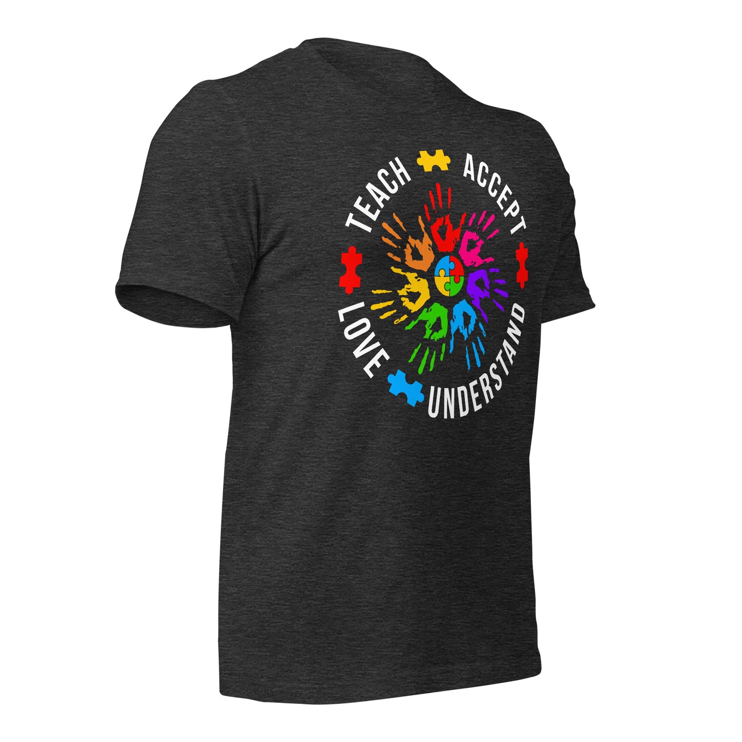 Teach Accept Understand Love Autism Bella Canvas Adult T-Shirt