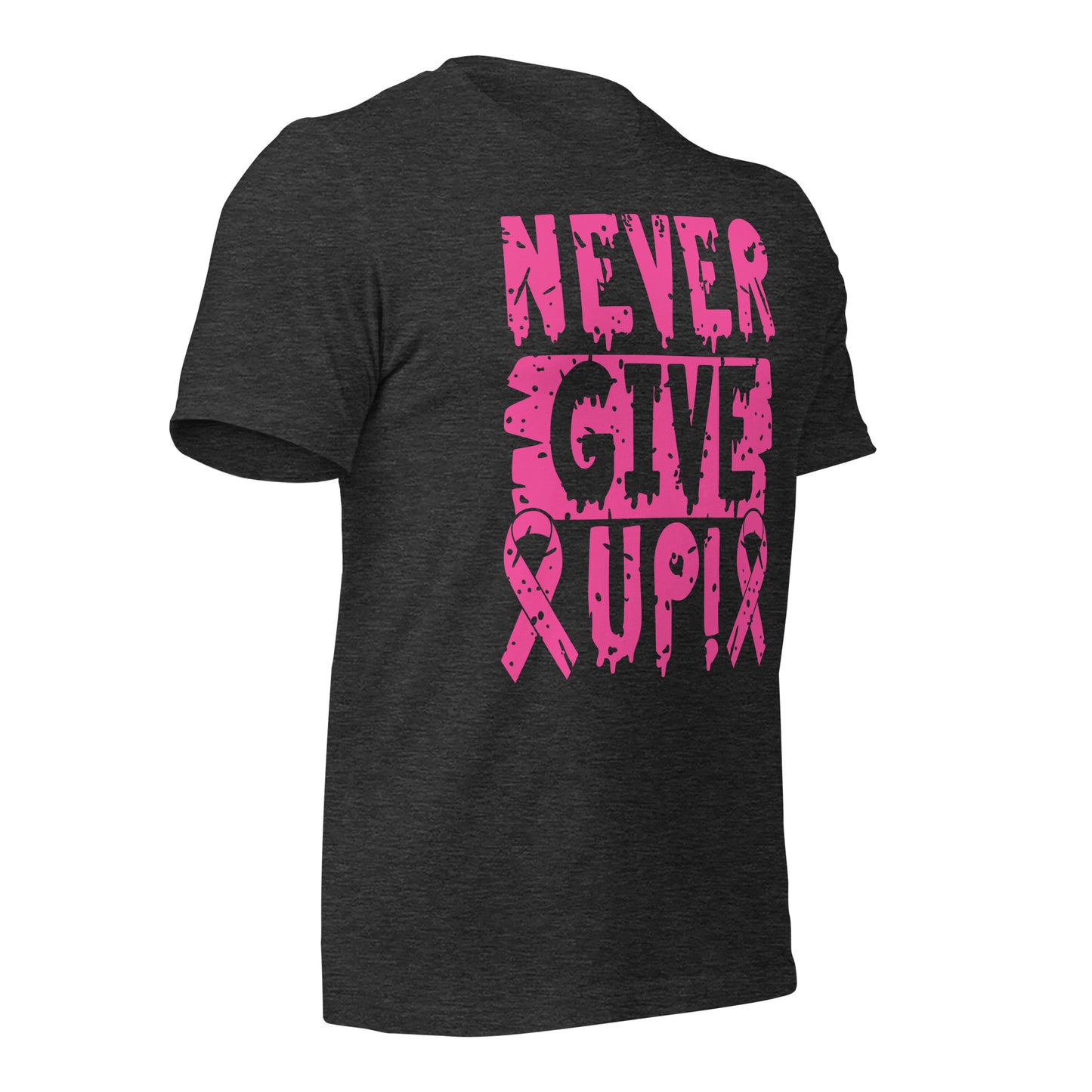 Never Give Up Breast Cancer Awareness Bella Canvas Adult T-Shirt