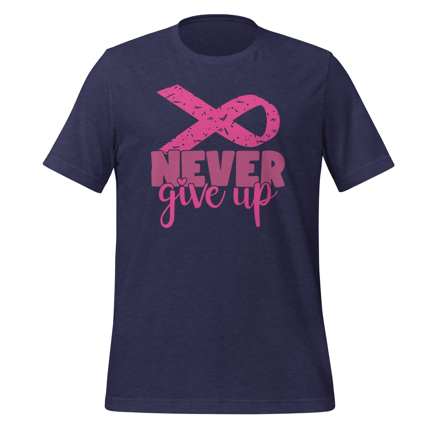 Never Give Up Breast Cancer Awareness Ribbon Bella Canvas Adult T-Shirt