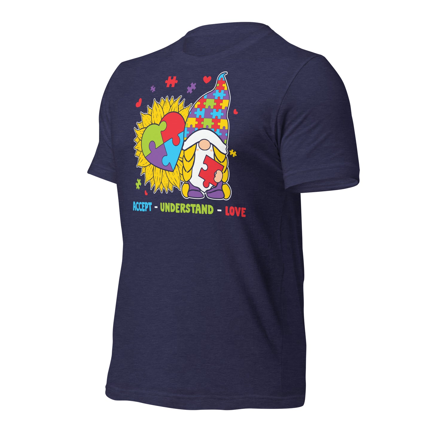 Autism Gnome Accept Understand Love Quality Cotton Bella Canvas Adult T-Shirt