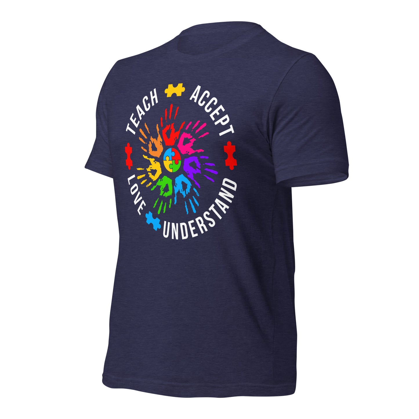 Teach Accept Understand Love Autism Bella Canvas Adult T-Shirt