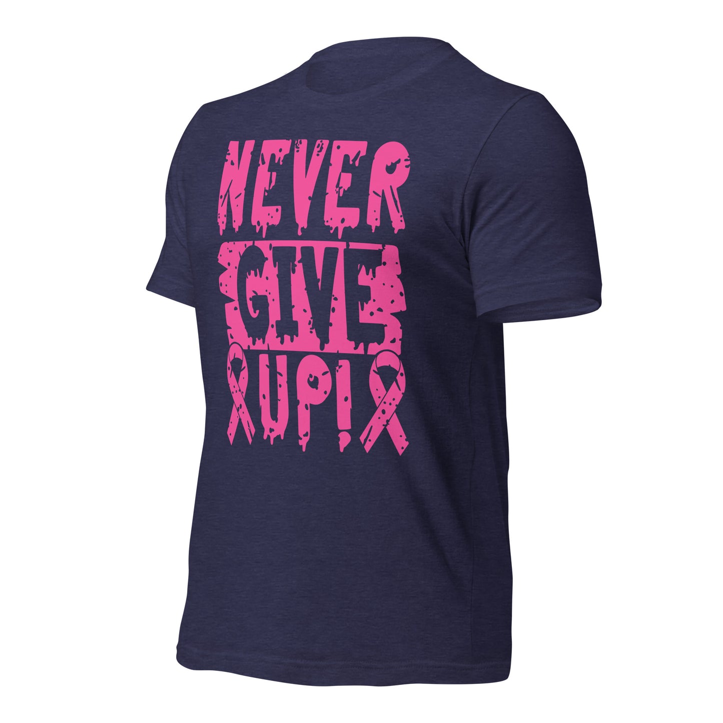 Never Give Up Breast Cancer Awareness Bella Canvas Adult T-Shirt