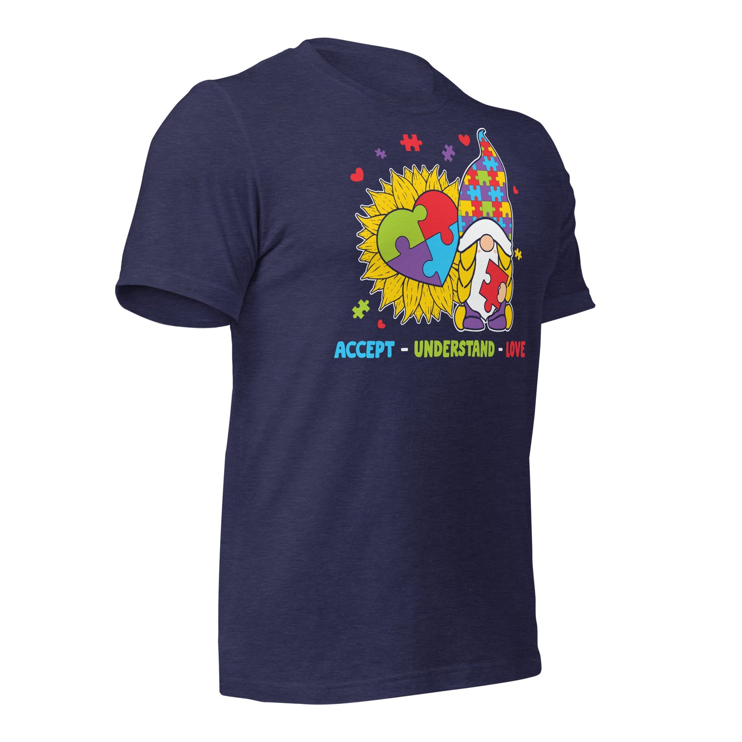 Autism Gnome Accept Understand Love Quality Cotton Bella Canvas Adult T-Shirt