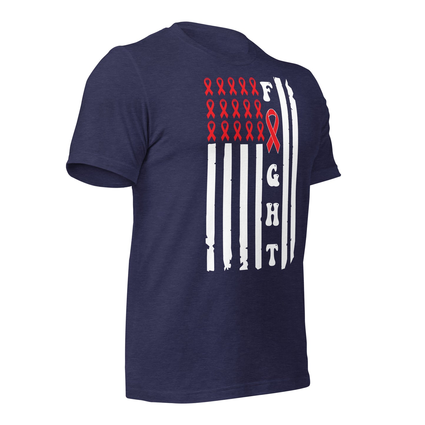 Fight Heart Disease Awareness Flag Quality Cotton Bella Canvas Adult T-Shirt