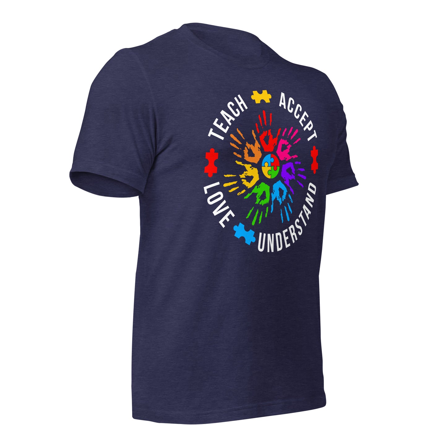 Teach Accept Understand Love Autism Bella Canvas Adult T-Shirt